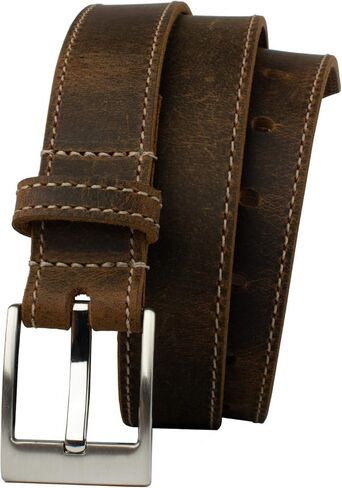 Caraway Mountain Distressed Brown Leather Belt - USA Made Genuine Full Grain Leather Certified Nickel Free Buckle in Saudi Arabia