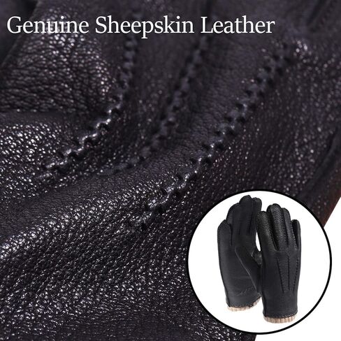 Anccion Genuine Leather Gloves for Men Touchscreen Driving Dress Outdoor Sheepskin Leather&Cashmere Lined Winter in Kuwait