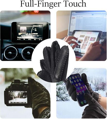 Anccion Genuine Leather Gloves for Men Touchscreen Driving Dress Outdoor Sheepskin Leather&Cashmere Lined Winter in Kuwait
