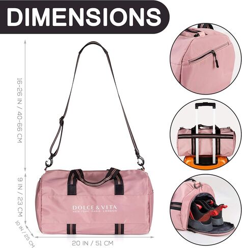 حقيبة رياضية للنساء من القماش الخشن للسفر للفتيات حقيبة دفل لطيفة للأطفال في عطلة نهاية الأسبوع، حجرة أحذية متعددة الوظائف طوال الليل، التمارين الرياضية والرقص، حقيبة صغيرة محمولة في عطلة نهاية الأسبوع مقاومة للماء وخفيفة الوزن (أسود) in Kuwait