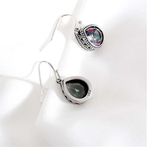 coadipress Vintage Crystal Teardrop Earrings for Women Girls Fashion Bohemian Retro Colorful Natural Gemstone Drop Dangle Earrings Sparkly Jewelry Gift in Saudi Arabia