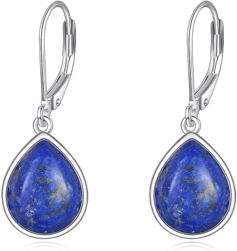 Moonstone Teardrop Earrings for Women Sterling Silver Moonstone/Black Onyx/Lapis Lazuli Dangle Earrings Jewelry Gifts for Girls in Saudi Arabia