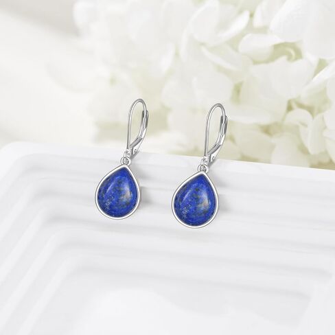 Moonstone Teardrop Earrings for Women Sterling Silver Moonstone/Black Onyx/Lapis Lazuli Dangle Earrings Jewelry Gifts for Girls in Saudi Arabia