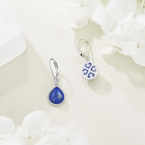 Moonstone Teardrop Earrings for Women Sterling Silver Moonstone/Black Onyx/Lapis Lazuli Dangle Earrings Jewelry Gifts for Girls in Saudi Arabia