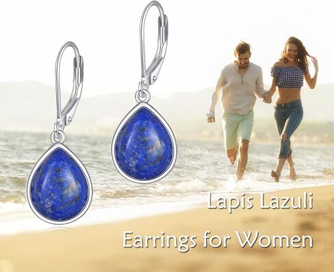 Moonstone Teardrop Earrings for Women Sterling Silver Moonstone/Black Onyx/Lapis Lazuli Dangle Earrings Jewelry Gifts for Girls in Saudi Arabia