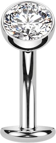 Titanium Threadless Convex Base Floating Belly Ring With Bezel Round CZ Top in Saudi Arabia