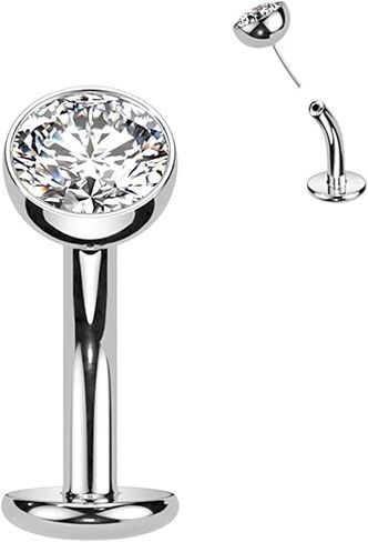 Titanium Threadless Convex Base Floating Belly Ring With Bezel Round CZ Top in Saudi Arabia