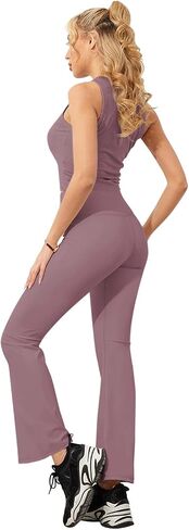Esobo المرأة السراويل اليوغا Bootleg كروس عالية الخصر واسعة الساق تجريب السراويل مضيئة Bootcut العمل السراويل سروال فستان in Kuwait