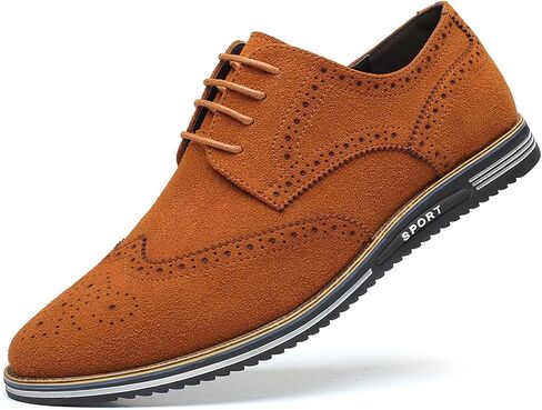 Men's Suede Lace Up Brogue Oxford Shoes,Flats Wing Tips Business Dress Shoe Classic Retro Comfortable Casual Shoe in Saudi Arabia