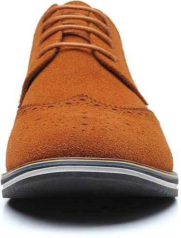 Men's Suede Lace Up Brogue Oxford Shoes,Flats Wing Tips Business Dress Shoe Classic Retro Comfortable Casual Shoe in Saudi Arabia