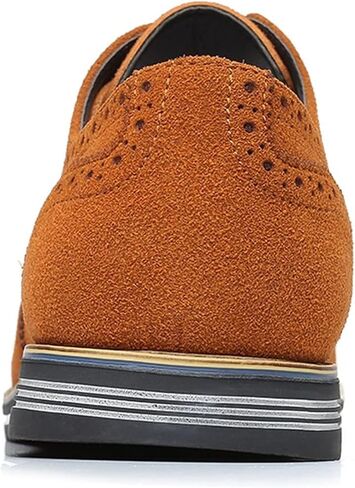 Men's Suede Lace Up Brogue Oxford Shoes,Flats Wing Tips Business Dress Shoe Classic Retro Comfortable Casual Shoe in Saudi Arabia