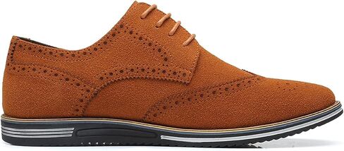 Men's Suede Lace Up Brogue Oxford Shoes,Flats Wing Tips Business Dress Shoe Classic Retro Comfortable Casual Shoe in Saudi Arabia