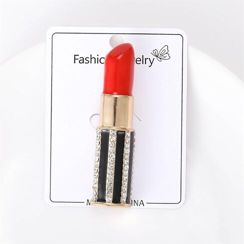 Lipstick Brooch Drip Lipstick Rhinestone Brooch Personalized Simple Brooch Pin Creative Corsage Women's Clothing Delicate Accessories Fashion Elegant Dress Suit Decoration Jewelry Gift, Metal, no in Kuwait