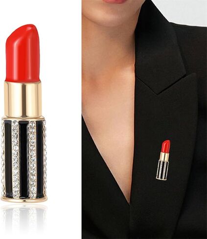 Lipstick Brooch Drip Lipstick Rhinestone Brooch Personalized Simple Brooch Pin Creative Corsage Women's Clothing Delicate Accessories Fashion Elegant Dress Suit Decoration Jewelry Gift, Metal, no in Kuwait