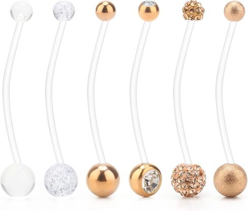 CrazyPiercing حلقة البطن الحامل تشيكوسلوفاكيا حلقة البطن الواضحة السرة ثقب التجنيب 14G الاكريليك حلقات زر البطن البلاستيك ثقب المجوهرات الصناعية للنساء in Kuwait