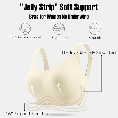 Bras for Women No Underwire Smooth Push Up Bras for Women Wireless Full Coverage Comfort T-Shirt Bra with Bra Extender in Kuwait