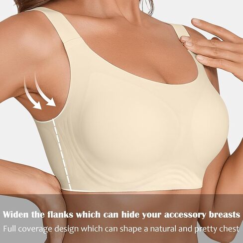 Bras for Women No Underwire Smooth Push Up Bras for Women Wireless Full Coverage Comfort T-Shirt Bra with Bra Extender in Kuwait