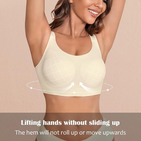 Bras for Women No Underwire Smooth Push Up Bras for Women Wireless Full Coverage Comfort T-Shirt Bra with Bra Extender in Kuwait