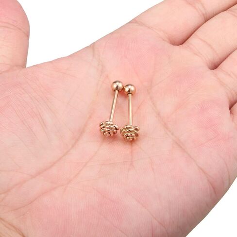 Ruifan 2pcs Vintage Straight Barbell Nipple Tongue Ring Piercing 14G in Saudi Arabia