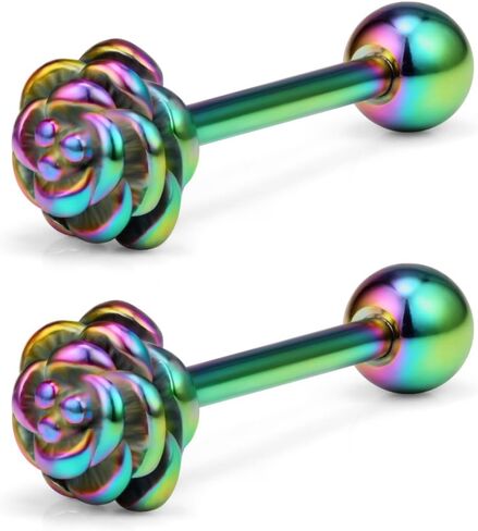 Ruifan 2pcs Vintage Straight Barbell Nipple Tongue Ring Piercing 14G in Saudi Arabia
