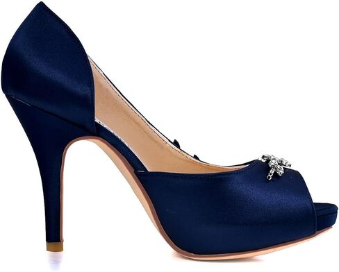 ELEGANTPARK Wedding Shoes for Bride High Heel Platform Bridal Shoes Rhinestones Wedding Heels for Women Pumps Satin Evening Party Prom Dress Shoes in Saudi Arabia