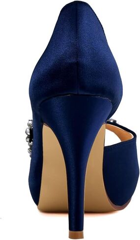 ELEGANTPARK Wedding Shoes for Bride High Heel Platform Bridal Shoes Rhinestones Wedding Heels for Women Pumps Satin Evening Party Prom Dress Shoes in Saudi Arabia