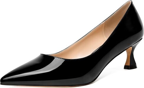 NUMALEO Womens Slip On Solid Patent Party Fashion Pointed Toe Kitten Low Heel Pumps Shoes 2 Inch in Saudi Arabia