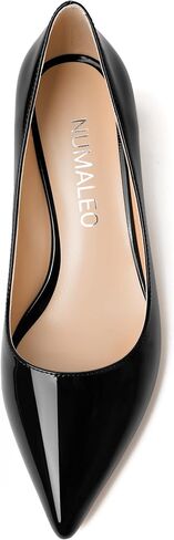 NUMALEO Womens Slip On Solid Patent Party Fashion Pointed Toe Kitten Low Heel Pumps Shoes 2 Inch in Saudi Arabia