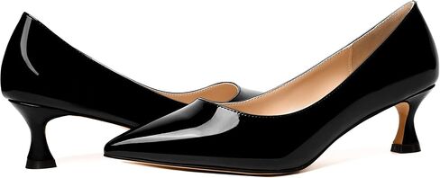 NUMALEO Womens Slip On Solid Patent Party Fashion Pointed Toe Kitten Low Heel Pumps Shoes 2 Inch in Saudi Arabia