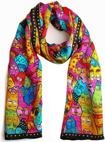 HeyToo Womens 100% Real Silk Scarf Long Satin Floral Artists Painting Fashion Scarves Sunscreen Shawls in Saudi Arabia