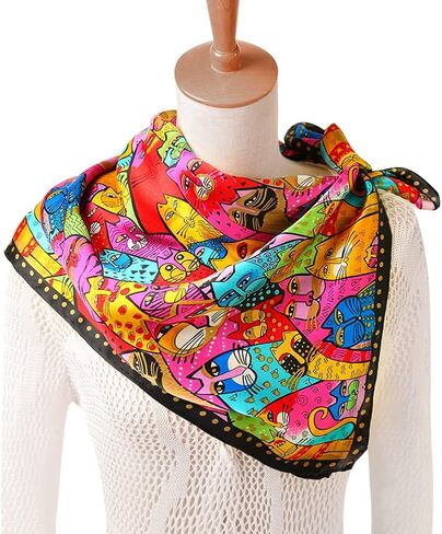 HeyToo Womens 100% Real Silk Scarf Long Satin Floral Artists Painting Fashion Scarves Sunscreen Shawls in Saudi Arabia