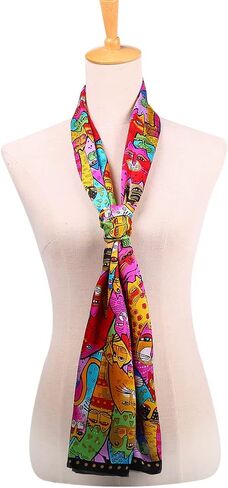 HeyToo Womens 100% Real Silk Scarf Long Satin Floral Artists Painting Fashion Scarves Sunscreen Shawls in Saudi Arabia