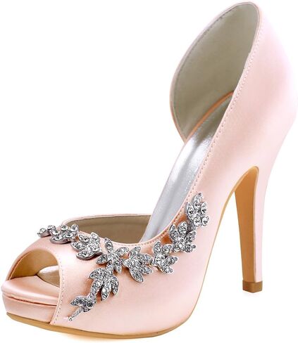 ELEGANTPARK Wedding Shoes for Bride High Heel Platform Bridal Shoes Rhinestones Wedding Heels for Women Pumps Satin Evening Party Prom Dress Shoes in Saudi Arabia