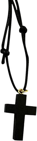 Boys First Penance Black Wooden Cross Pendant on Adjustable Rope Cord, 14 Inch in Saudi Arabia
