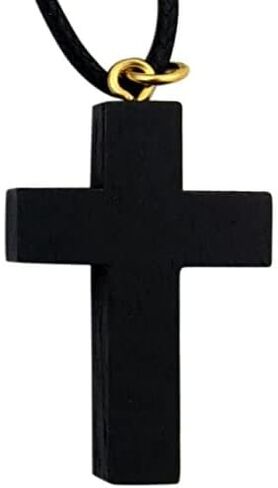 Boys First Penance Black Wooden Cross Pendant on Adjustable Rope Cord, 14 Inch in Saudi Arabia