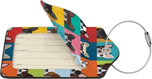 BLOCIT 2 عبوة من علامات الأمتعة مع غطاء للخصوصية - حلقة من الفولاذ المقاوم للصدأ، بطاقة عنوان - حقيبة سفر لطيفة لحقائب السفر للنساء والرجال والأطفال والبنات (رأس كلاب بوسطن ترير) in Kuwait