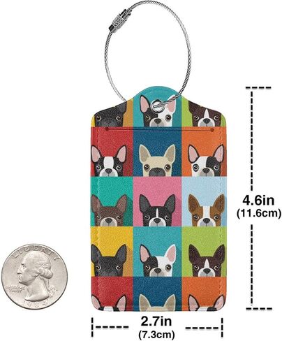 BLOCIT 2 عبوة من علامات الأمتعة مع غطاء للخصوصية - حلقة من الفولاذ المقاوم للصدأ، بطاقة عنوان - حقيبة سفر لطيفة لحقائب السفر للنساء والرجال والأطفال والبنات (رأس كلاب بوسطن ترير) in Kuwait