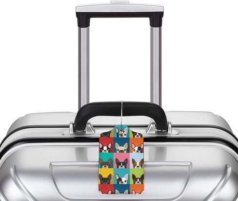 BLOCIT 2 عبوة من علامات الأمتعة مع غطاء للخصوصية - حلقة من الفولاذ المقاوم للصدأ، بطاقة عنوان - حقيبة سفر لطيفة لحقائب السفر للنساء والرجال والأطفال والبنات (رأس كلاب بوسطن ترير) in Kuwait