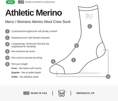 People Socks Compression Short Crew Athletic Merino Wool Running Socks, Made in USA, 3 Pairs in Kuwait