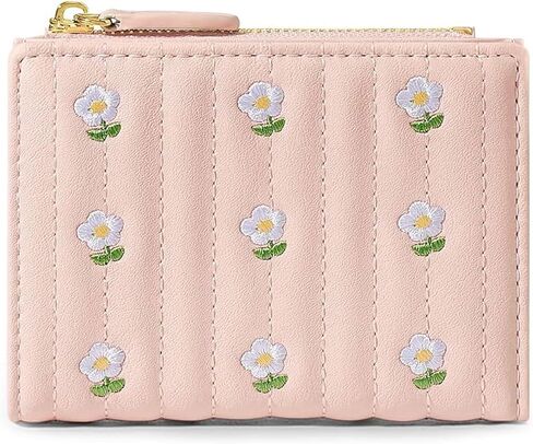 Mokoze Small Womens Wallet, Cute Wallet with Flower Pattern and Zipper Pocket PU Leather Bifold Wallet for Travel, Shopping, Gift Giving and Daily Use (Off White) in Kuwait