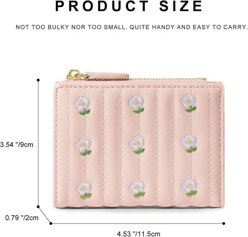 Mokoze Small Womens Wallet, Cute Wallet with Flower Pattern and Zipper Pocket PU Leather Bifold Wallet for Travel, Shopping, Gift Giving and Daily Use (Off White) in Kuwait