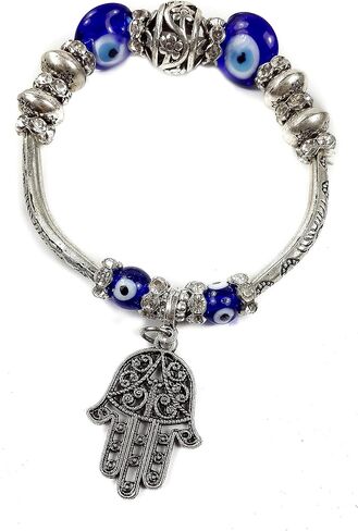 Nazareth Store Blue Beads Evil Eye Bracelet Hamsa Hand Of Fatima For Men Women Stretch Bracelets Lucky Charm in Saudi Arabia