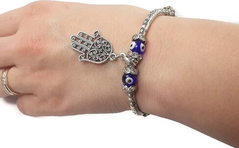 Nazareth Store Blue Beads Evil Eye Bracelet Hamsa Hand Of Fatima For Men Women Stretch Bracelets Lucky Charm in Saudi Arabia