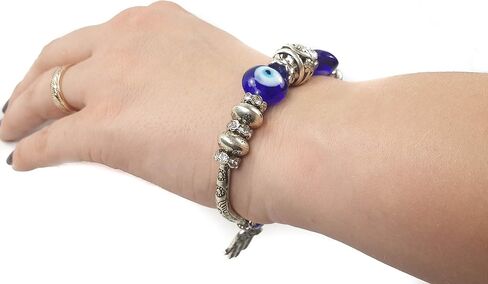 Nazareth Store Blue Beads Evil Eye Bracelet Hamsa Hand Of Fatima For Men Women Stretch Bracelets Lucky Charm in Saudi Arabia