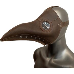 Hide & Play, Adjustable Plague Mask Handmade from Full Grain Leather - Costumes Dress for Men & Women - Ideal for Cosplay, Halloween, Performances, Films, Shows & Concerts - Bourbon Brown in Kuwait