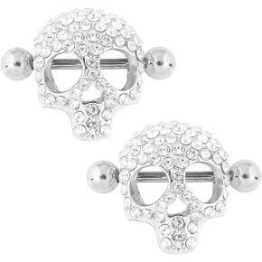 WOWOHE Nipple Rings for Women Stainless Steel Nipple Piercings 3D Skull Nipple Jewelry a Pair in Saudi Arabia