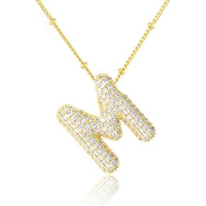 KELMALL Women's Diamond Balloon Initial Pendant, Zircon Letter Name Bubble Alphabet Necklace Valentine Birthday Gift for Her in Kuwait