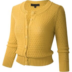 سترة نسائية من الكروشيه بأكمام 3/4 وأزرار سفلية (S-3XL) in Kuwait