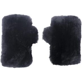 surell Rex Rabbit Textile Knit Fingerless Glove - Winter Texting Mittens - Luxury Cold Weather Clothing