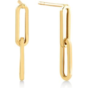 14k Real Gold Paperclip Chain Earrings for Women | 14k Gold Paperclip Chain Dangle Earrings | Dainty Drop Earrings | Women's 14k Gold Jewelry | Gift for Birthday in Kuwait
